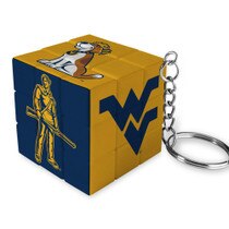 WVU cube puzzle key chain featuring famous WVU icons like the Flying WV and the Mountaineer mascot