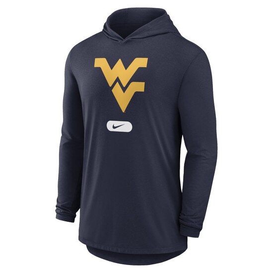 Navy Nike WVU hooded tee with Large full front Flying WV Logo screen print