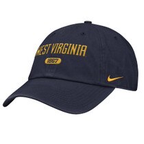 Navy WVU Nike hat with West Virginia over 1867 embroidered on front panels