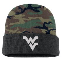 Camo Nike WVU winter beanie with a white Flying WV on the of the front cuff